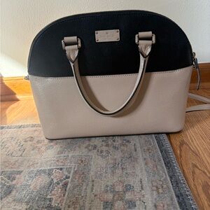 Kate Spade Two Toned Black/Cream Leather Tote Handbag